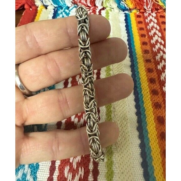Vintage Handmade Sterling Silver Bracelet Link Chain 7.5" 25 gm 925 - Picture 2 of 7